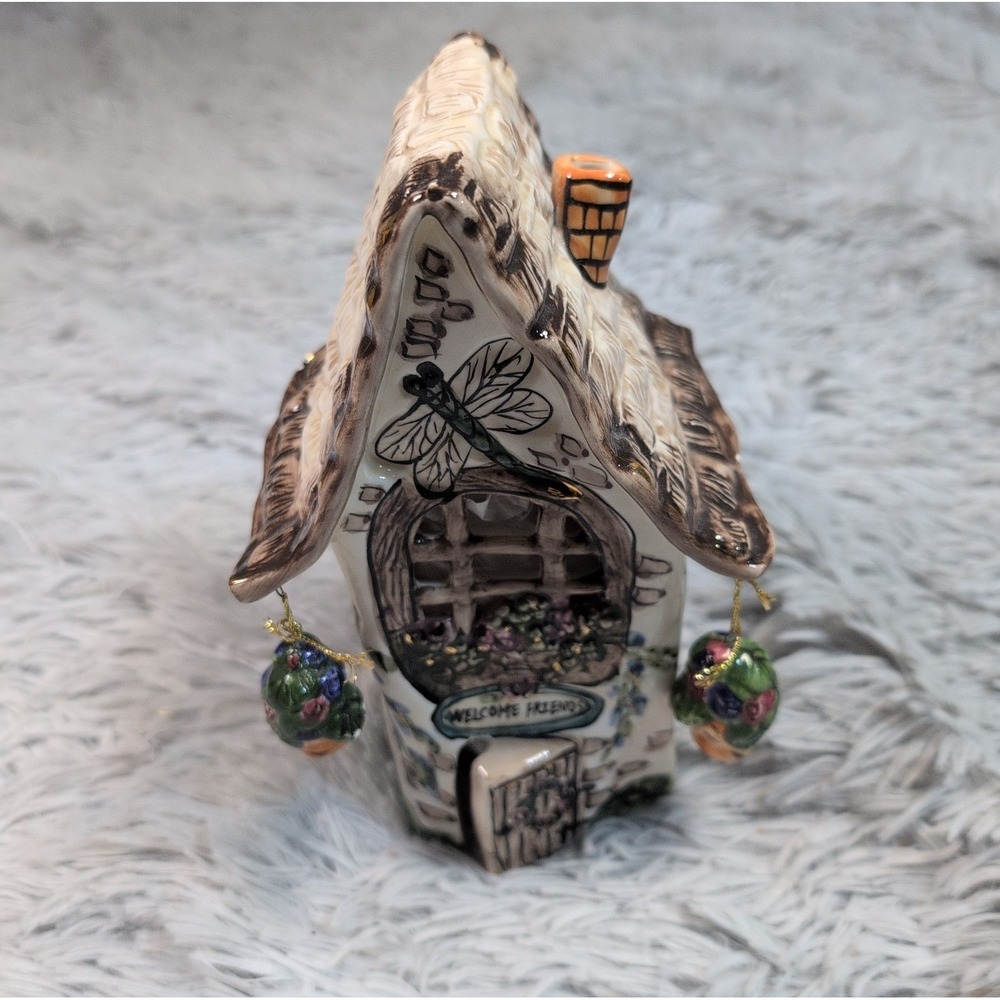 Vintage Bluesky Clayworks Heather Goldminc WELCOME FRIENDS Dragonfly House Decor